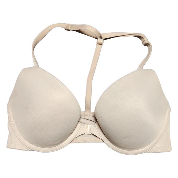 Victoria's Secret Bra 32C everywhere push up halter strap nude cream front snap - Picture 1 of 5